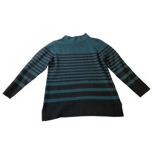 Apt.9 Womens Striped Sweater Teal & Black Mock Turtle XL